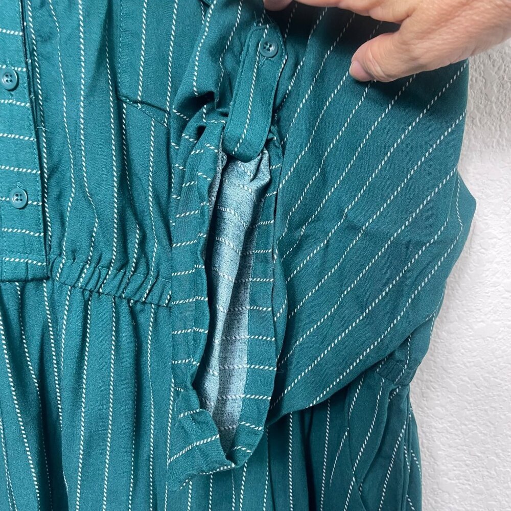 Torrid Women’s Shirt Dress Size 3/3X Green White Stripes Button-Up NWT - Picture 8 of 10